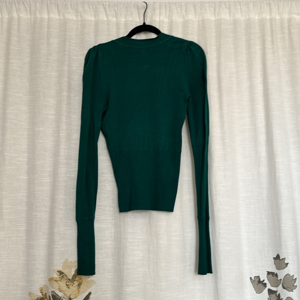 Express Fitted Small Green Button-Up Cardigan - Picture 6 of 6